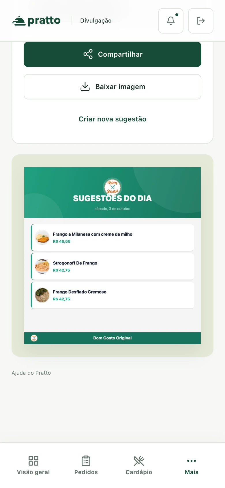 Arte de divulgação do Bom Gosto Original gerada no Pratto